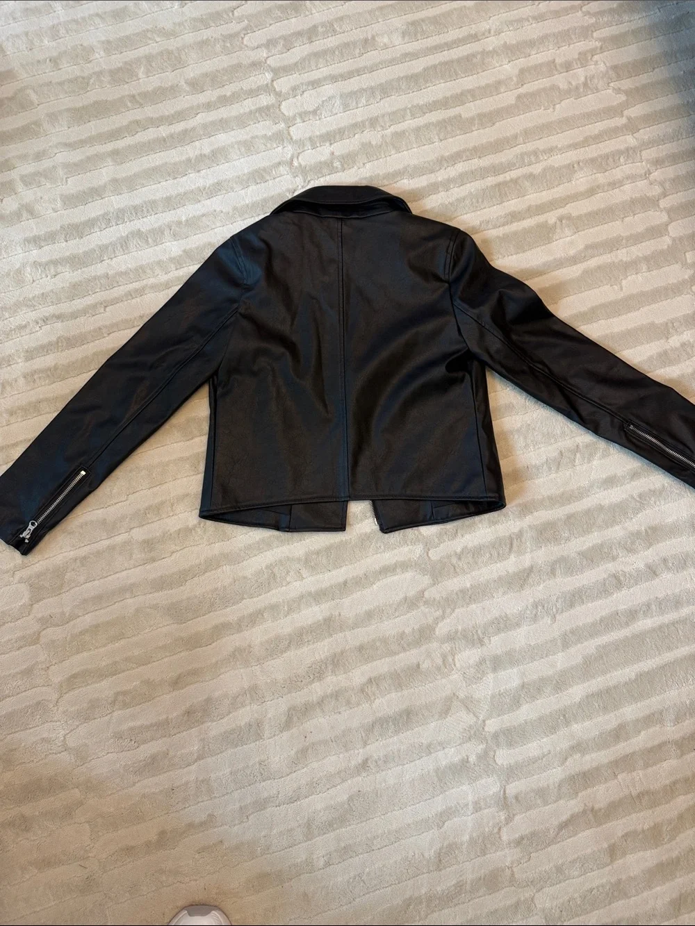 GAP Black Faux Leather Moto Jacket with Zipper Accents